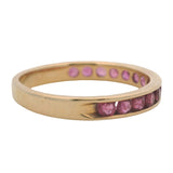 Solid 14kt Yellow Gold and Natural Ruby Half-Eternity Channel-Set Stacking Band Size 5.5