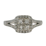 Solid 14kt White Gold Princess Cut Diamond Cluster Halo Engagement Ring Size 5
