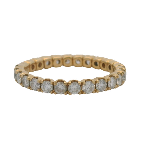 Solid 18kt 750 Yellow Gold and 1ctw Round Diamond Eternity Band Ring Size 5.75