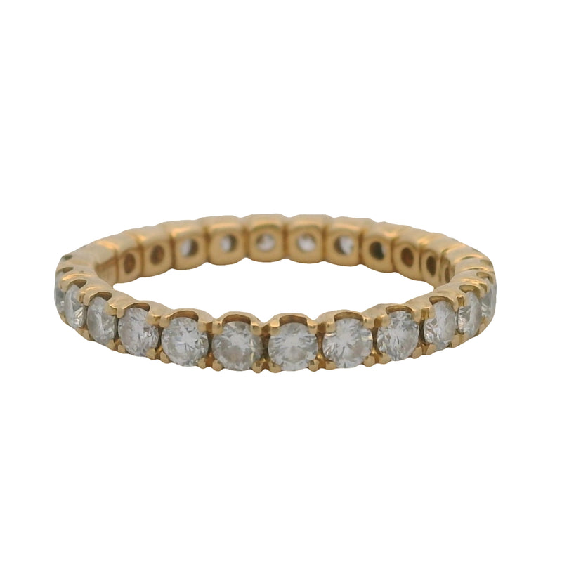 Solid 18kt 750 Yellow Gold and 1ctw Round Diamond Eternity Band Ring Size 5.75
