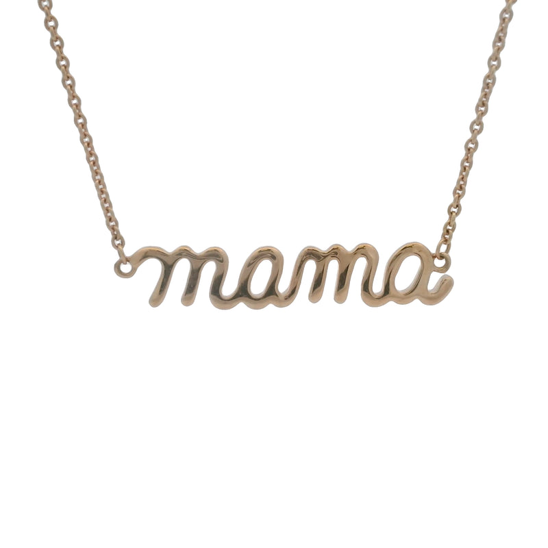 Solid 18kt Rose Gold "Mama" Script 18" Adjustable Chain Necklace