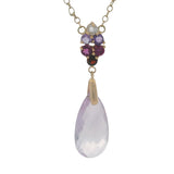 Zoe B Solid 14kt Yellow Gold Amethyst, Garnet, and CZ Drop Station Necklace 17.5"