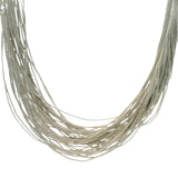 Vintage Solid 925 Sterling Silver Liquid Silver Multi-Strand Extra Long 30"Necklace