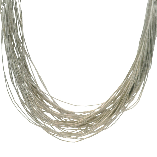 Vintage Solid 925 Sterling Silver Liquid Silver Multi-Strand Extra Long 30"Necklace