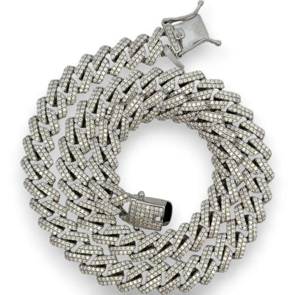 Miami Cuban Link Chain Iced Hip Hop 925 Silver Necklace Moissanite 18" 10mm Cert