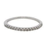Solid 10kt White Gold and Diamond 1.5mm Thin Wedding Stackable Band Ring Size 6.75