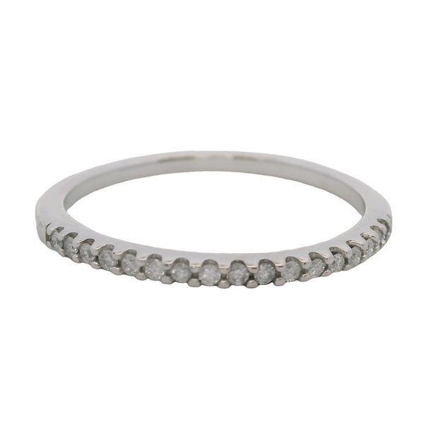 Anillo de boda apilable de oro blanco macizo de 10 kt y diamantes de 1,5 mm de grosor, talla 6,75