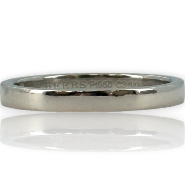 Alianza de boda clásica De Beers de platino 950 de 2,2 mm firmada con diamante en el interior