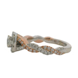 Neil Lane 14k Rose and White Gold Diamond Halo Twist Band Engagement Ring Size 4