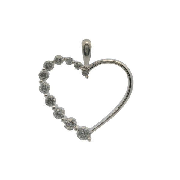 EFFY 14kt Solid White Gold and 1/2ctw Diamond Heart Pendant