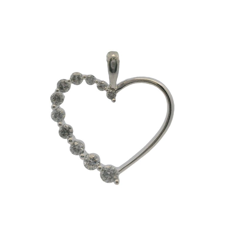 EFFY 14kt Solid White Gold and 1/2ctw Diamond Heart Pendant