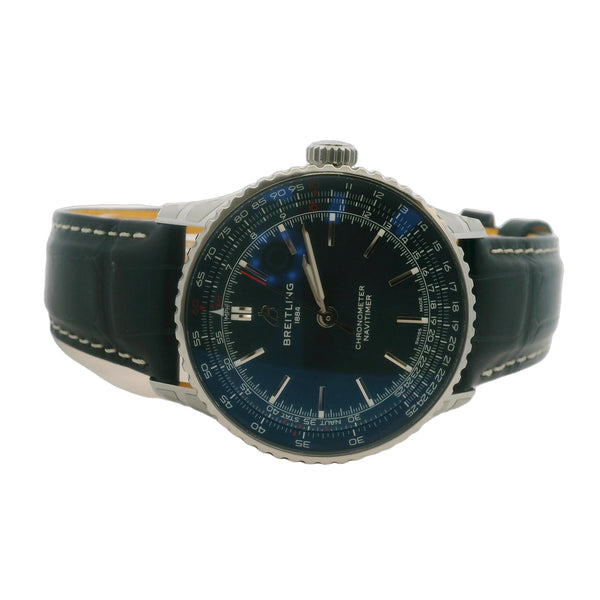 Breitling Navitimer A17329 41mm Blue Dial Leather Inscribed Watch