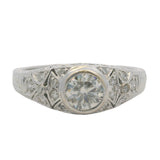 Antique 1920s 18kt White Gold 1.06ctw Old European Diamond Filigree Ring Sz 9.25