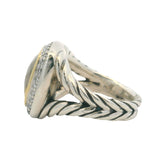 David Yurman 925 Sterling and 18k Gold Citrine Diamond 15mm Albion Ring Size 4