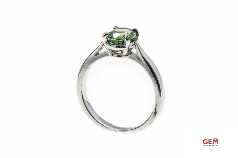 Solid 900 Platinum and 0.86ct Green Peridot Solitaire Ring Size 7