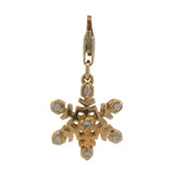 Solid Gold 14kt Yellow Gold and Diamond Winter Snowflake Clip On Charm