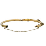 Antique Late Victorian Art Nouveau 14kt Yellow Gold and Cabochon Opal Rope Bangle Bracelet 6.5"