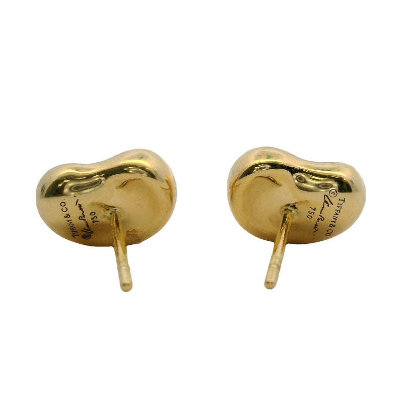 Tiffany & Co Solid 18kt Yellow Gold Elsa Peretti 11mm Bean Stud Earrings