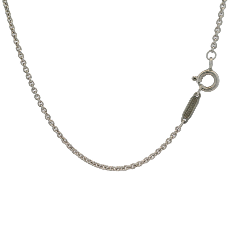 Tiffany & Co 925 Sterling Silver Stencil Puffy Heart Pendant on 16" Chain