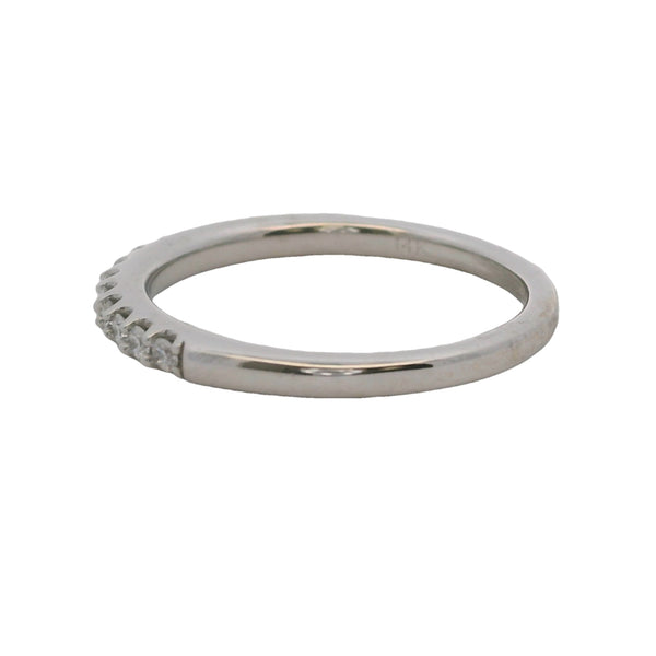 Anillo de bodas apilable de oro blanco macizo de 14 kt y diamantes de 2,2 mm, talla 7
