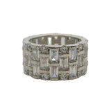 925 Sterling Silver Baguette and Round Cut Cubic Zirconia 10.5mm Thick Eternity Ring Size 6
