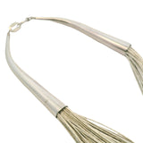 Vintage Solid 925 Sterling Silver Liquid Silver Multi-Strand Extra Long 30"Necklace
