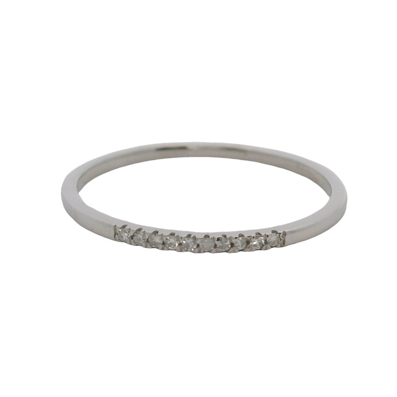 14kt White Gold and Diamond Small Dainty 1.2mm Stackable Wedding Band Ring Size 6.5