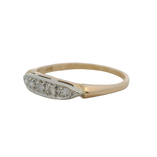 Antique 1930s White and Yellow 14kt Gold Diamond Wedding Stackable Band Ring Size 6