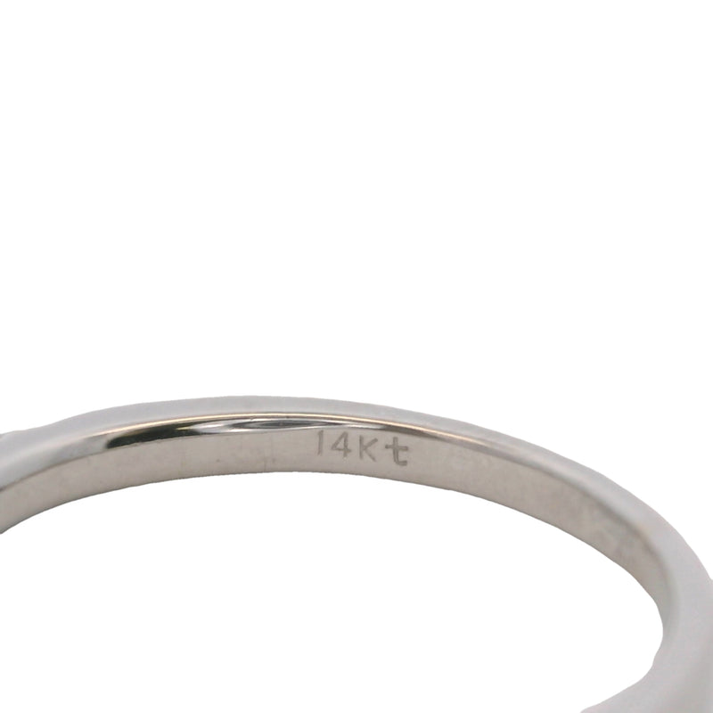 Solid 14kt White Gold and Diamond 2mm Stackable Wedding Ring Size 5