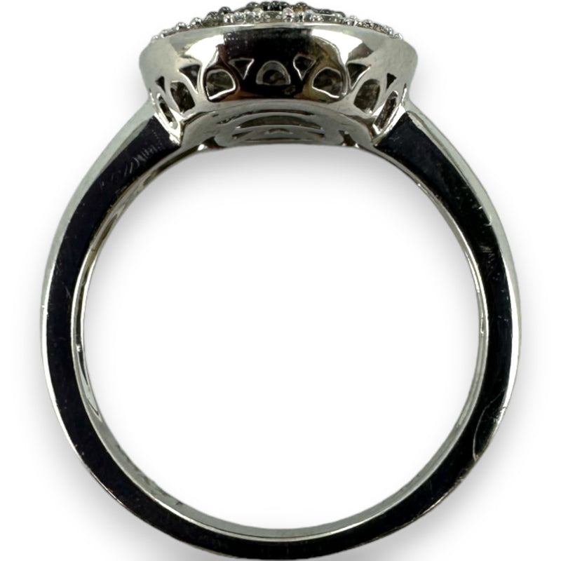LeVian Solid 14kt White Gold Cluster Ring with Cognac Chocolate Diamonds and White Vanilla Diamond Halo Size 7