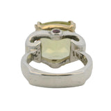 Solid Sterling Silver and 14kt Yellow Gold Prasiolite Diamond and Ruby Cocktail Ring Size 5.5