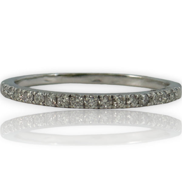 Unique Designs 14kt White Gold and Diamond Half Eternity Stackable Wedding Band Size 11