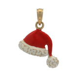 Solid 14kt Yellow Gold and Enamel Santa Hat Holiday Christmas Charm