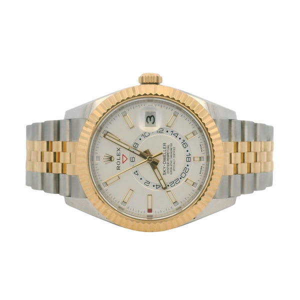 Rolex Sky Dweller 326933 42mm Steel & Gold White Dial Jubilee 2022 Watch Box & Papers
