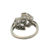 Vintage 1950s Retro 14kt White Gold and Diamond Cluster Cocktail Ring Size 6