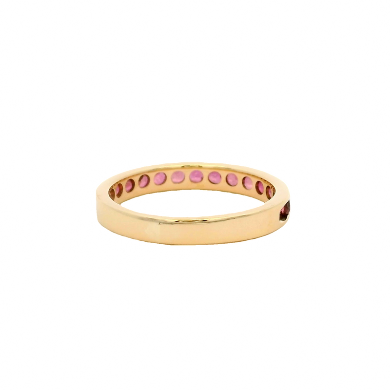 Solid 14kt Yellow Gold and Natural Ruby Half-Eternity Channel-Set 3mm Stacking Band Size 5.5