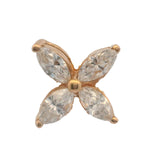 Solid 18kt Rose Gold and Marquise Diamond Flower Stud Single Earring
