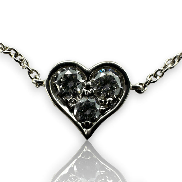 Tiffany & Co 2015 Discontinued 950 Platinum and Diamond Heart Dainty Station Bracelet