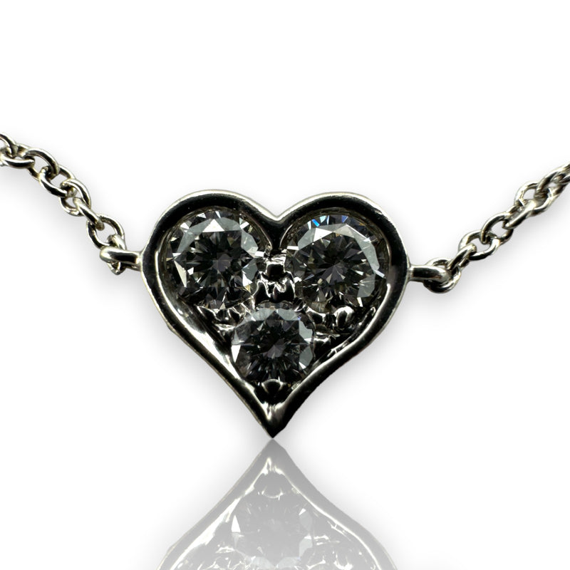 Tiffany & Co 2015 Discontinued 950 Platinum and Diamond Heart Dainty Station Bracelet