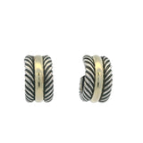 David Yurman Cable Collectibles 925 Sterling and 14k Yellow Gold Huggie Hoops Earrings