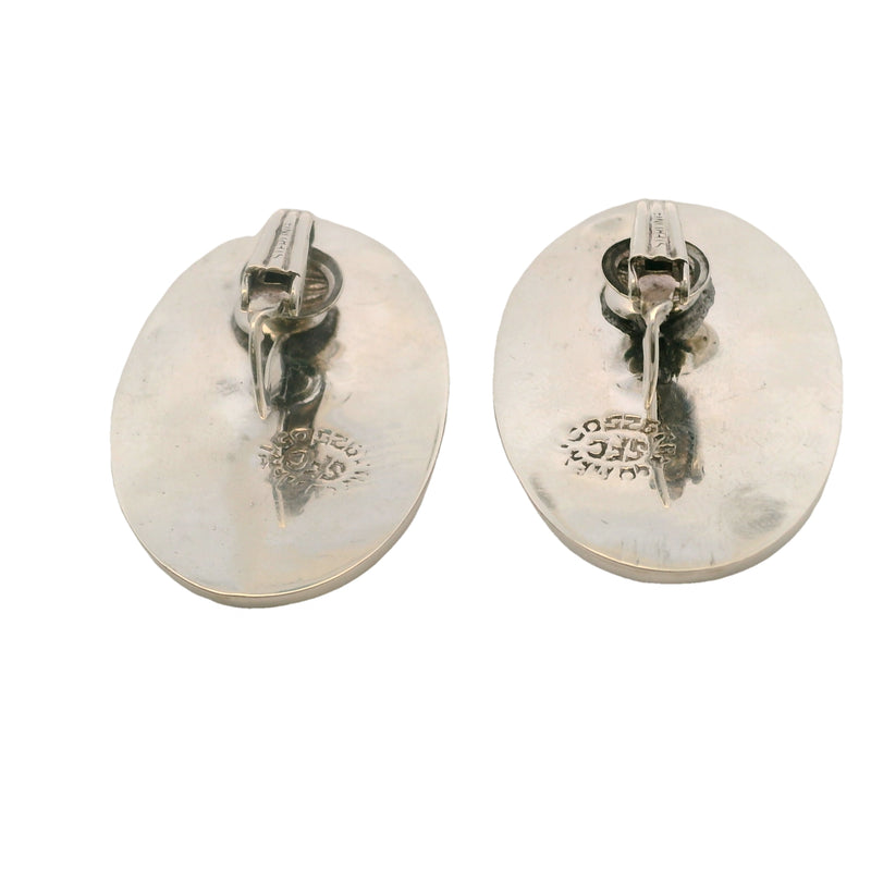 Mexican 925 Sterling Silver and Abalone 1.3" Clip-On Earrings