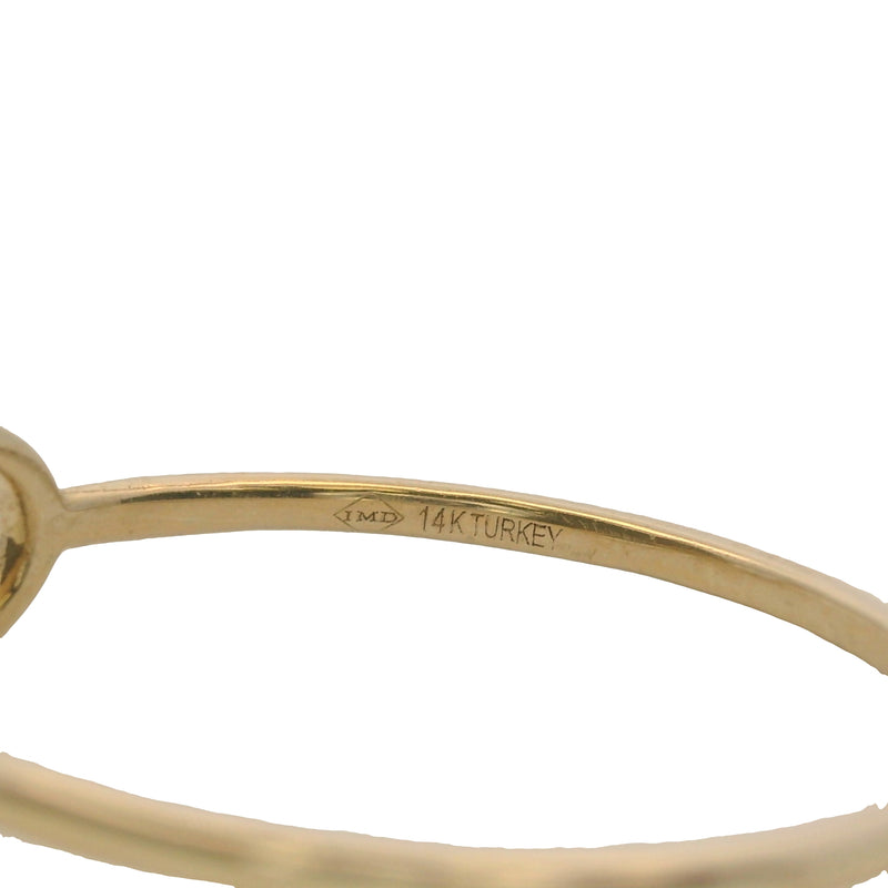 Solid 14kt Yellow Gold Thin Dainty Bow Ribbon Ring Made In Turkey Size 7