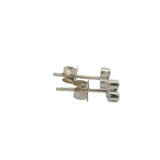 Beny Sofer Solid 14k 585 White Gold Bezel 3 Diamond Cluster Stud Earrings