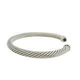 David Yurman 925 Sterling Silver Prasiolite and Diamond 5mm Cuff Bracelet 6.5"