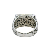 Sarda 925 Sterling Silver Nugget Style Rectangle Ring with Scroll Sides Size 7