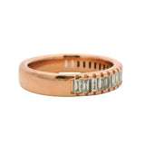 Solid 14kt Rose Gold Baguette Cut CZ Half-Eternity 4.4mm Band Ring Size 6.5