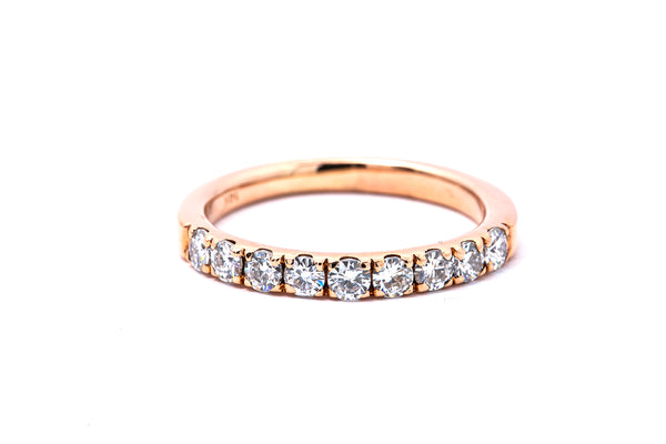 Cubic Zirconia Line Gemstone Anniversary Band 14K 585 Rose Gold Ring Size 5 1/4