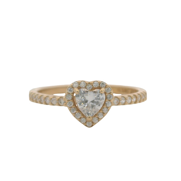 Pandora Solid 14kt Yellow Gold and Cubic Zirconia Elevated Heart Ring Size 9