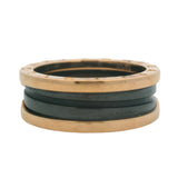 Bulgari Solid 18kt Rose Gold and Black Ceramic B.zero1Two-Band Spiral Ring Size 9