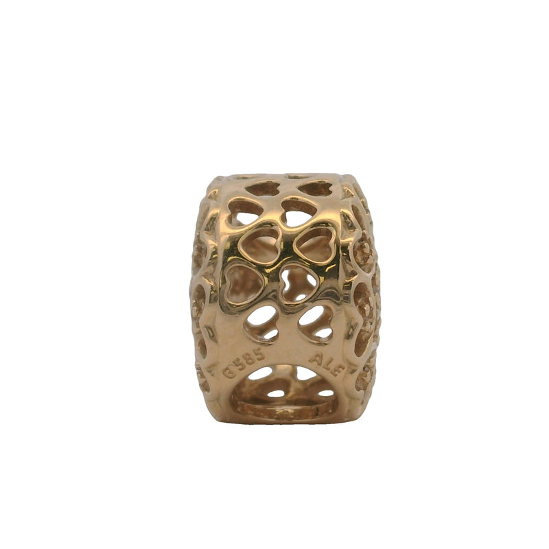Charm separador recortado de corazones de oro amarillo macizo de 14 kt y circonitas cúbicas de Pandora (2 unidades)